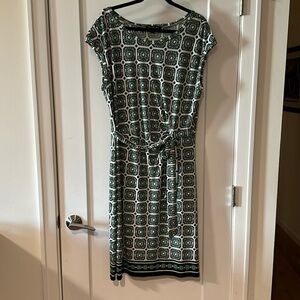Brooks Brothers - printed sheath dress with tie at waist